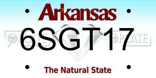 6SGT17 Arkansas License Plate