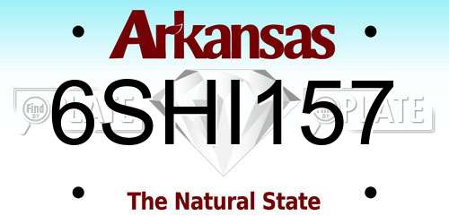 6SHI157 Arkansas License Plate