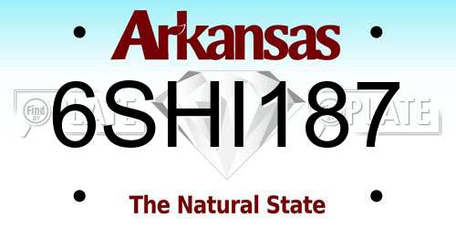 6SHI187 Arkansas License Plate