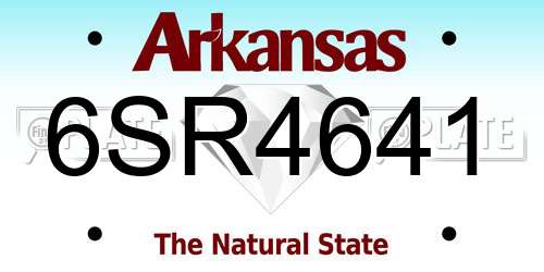 6SR4641 Arkansas License Plate