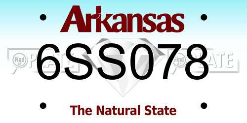 6SS078 Arkansas License Plate