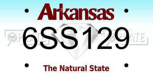 6SS129 Arkansas License Plate