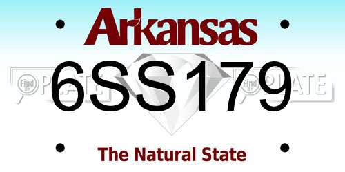 6SS179 Arkansas License Plate