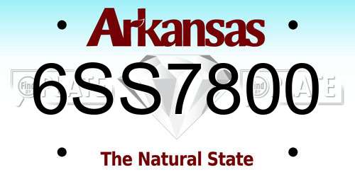 6SS7800 Arkansas License Plate