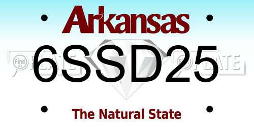 6SSD25 Arkansas License Plate