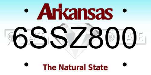6SSZ800 Arkansas License Plate
