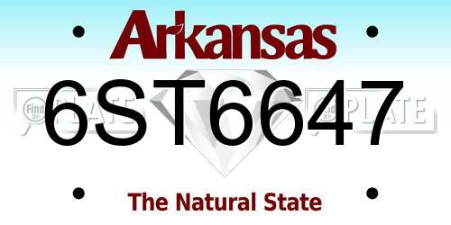 6ST6647 Arkansas License Plate