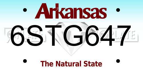 6STG647 Arkansas License Plate