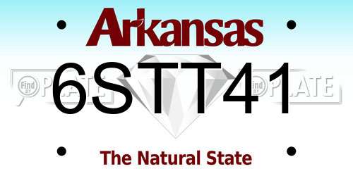 6STT41 Arkansas License Plate