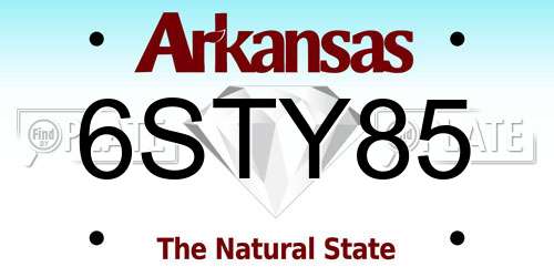 6STY85 Arkansas License Plate