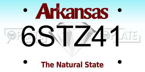 6STZ41 Arkansas License Plate