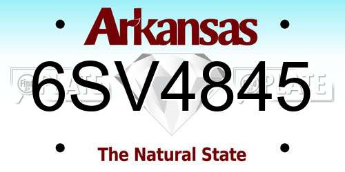 6SV4845 Arkansas License Plate