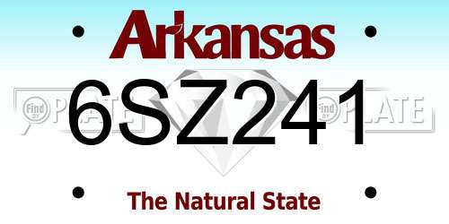 6SZ241 Arkansas License Plate
