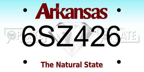 6SZ426 Arkansas License Plate