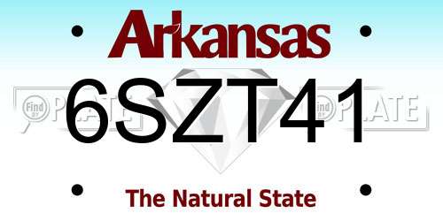 6SZT41 Arkansas License Plate