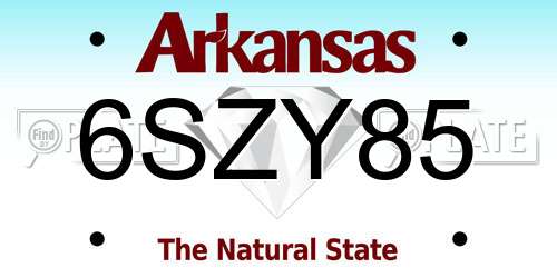 6SZY85 Arkansas License Plate