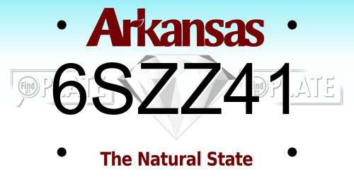 6SZZ41 Arkansas License Plate