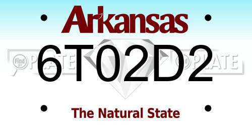 6T02D2 Arkansas License Plate