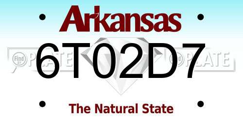 6T02D7 Arkansas License Plate