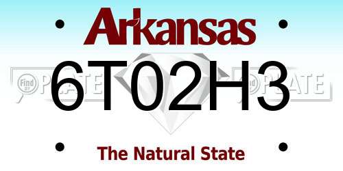 6T02H3 Arkansas License Plate