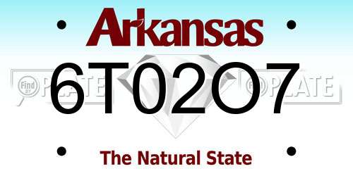 6T02O7 Arkansas License Plate