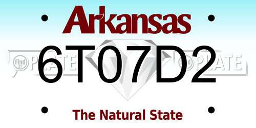 6T07D2 Arkansas License Plate