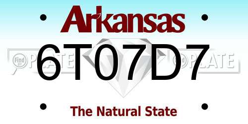 6T07D7 Arkansas License Plate