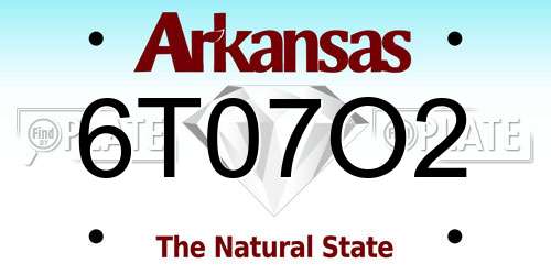 6T07O2 Arkansas License Plate