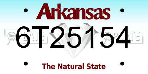 6T25154 Arkansas License Plate