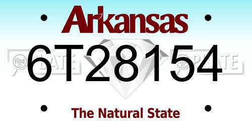 6T28154 Arkansas License Plate