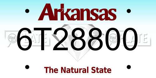 6T28800 Arkansas License Plate