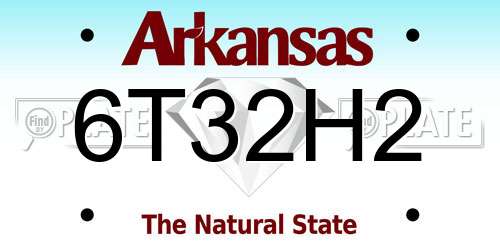 6T32H2 Arkansas License Plate