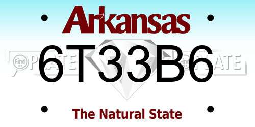 6T33B6 Arkansas License Plate