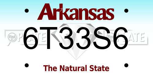 6T33S6 Arkansas License Plate