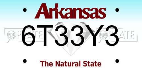6T33Y3 Arkansas License Plate