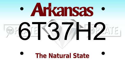 6T37H2 Arkansas License Plate