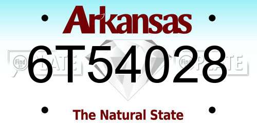 6T54028 Arkansas License Plate