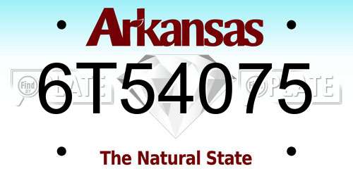 6T54075 Arkansas License Plate