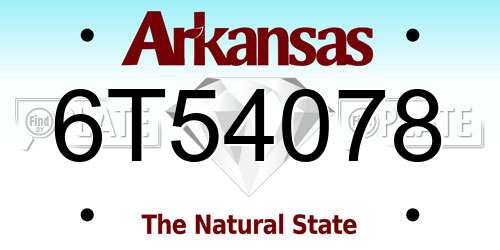 6T54078 Arkansas License Plate