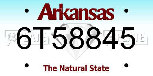 6T58845 Arkansas License Plate