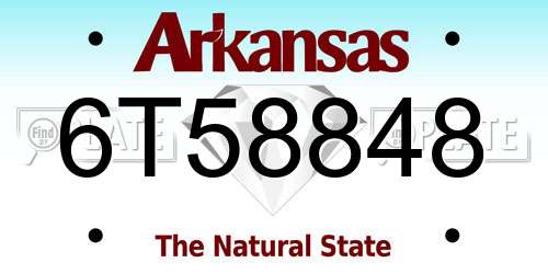 6T58848 Arkansas License Plate