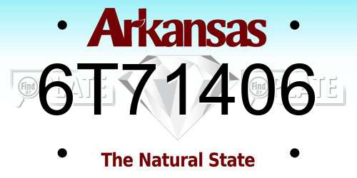 6T71406 Arkansas License Plate