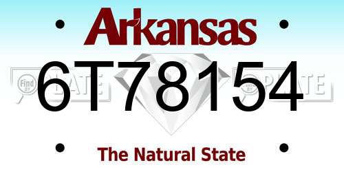 6T78154 Arkansas License Plate