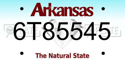 6T85545 Arkansas License Plate