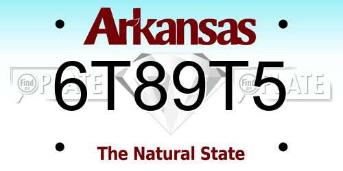 6T89T5 Arkansas License Plate