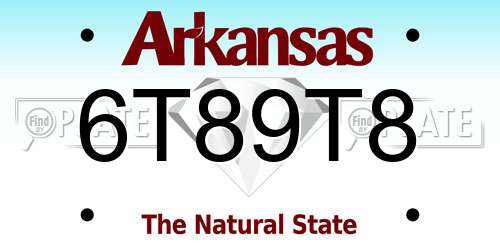 6T89T8 Arkansas License Plate
