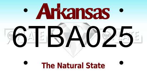 6TBA025 Arkansas License Plate