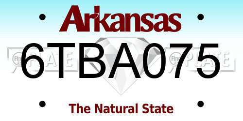 6TBA075 Arkansas License Plate