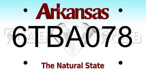 6TBA078 Arkansas License Plate