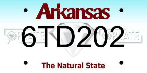 6TD202 Arkansas License Plate